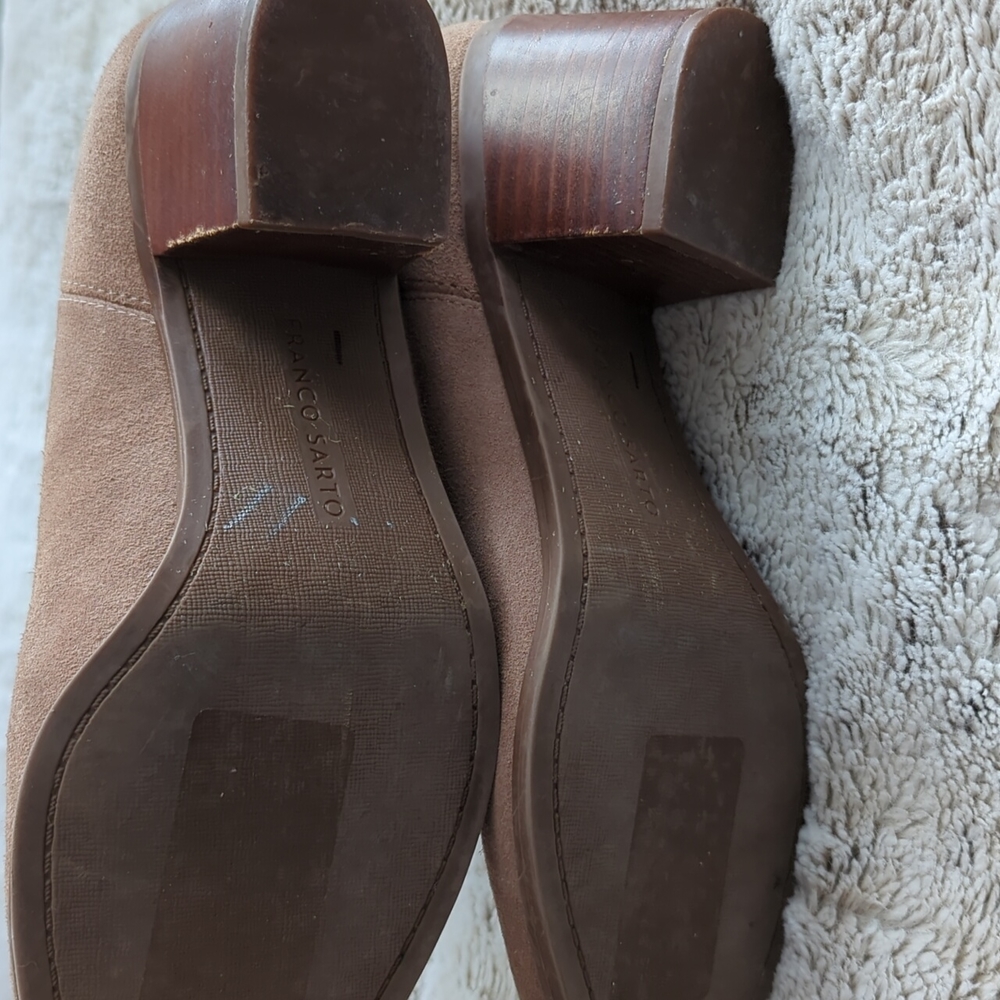 Franco Sarto Brown Suede Buckle Detailing Heeled Ankle Booties Size 8.5 - Picture 9 of 9